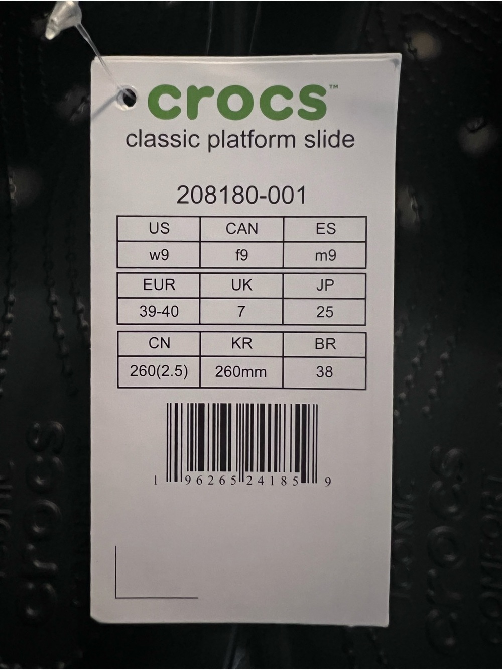NWT! CROCS Iconic Platform Comfort Slide/Sandal in Black Size 9 - Picture 7 of 8